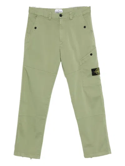 Stone Island Logo-patch Panelled Trousers In Green