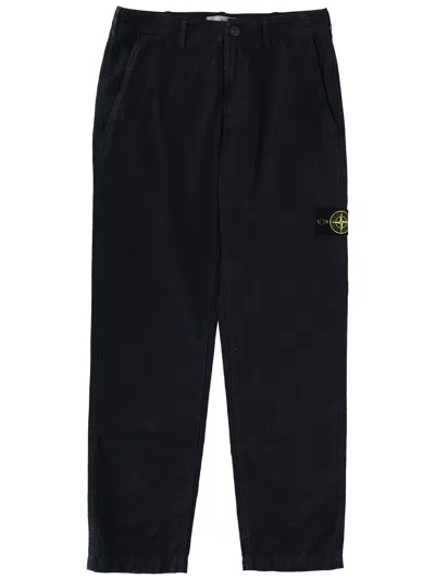 Stone Island Logo Patch Pants In Black