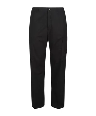 Stone Island Logo Patch Pocket Detail Trousers In Black