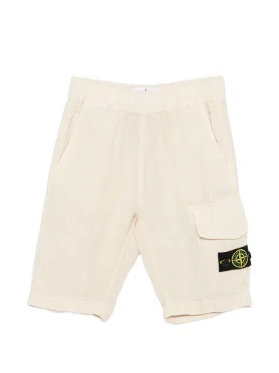 Stone Island Kids' Logo-patch Pocket Shorts In Neutral
