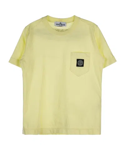 Stone Island Logo-patch Pocket T-shirt In Yellow