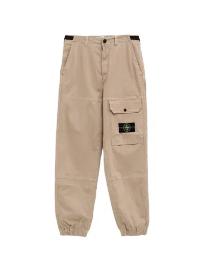 Stone Island Logo-patch Pocket Trousers In Brown