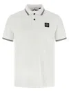Stone Island White Polo Logo Patch In Multi