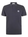 Stone Island Short Sleeve Polo Shirt Straight Fit Collar In Black