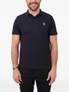 Stone Island Short-sleeve Polo Shirt With Compass Patch In Blue