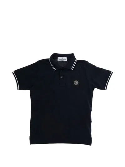 Stone Island Kids' Logo-patch Polo Shirt In Blue