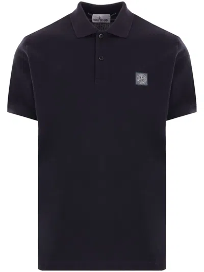 Stone Island Logo Patch Polo Shirt In Blue
