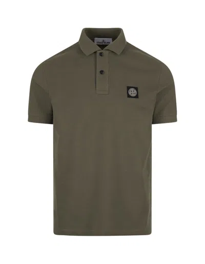 Stone Island Green Stretch Piqué Logo Patch Polo Shirt