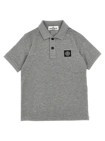 Stone Island Kids' Logo Patch Polo Shirt In Grey