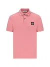 Stone Island Logo Patch Short-sleeved Polo Shirt In Pink