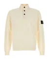 Stone Island Off White Logo Patch Sweater In White