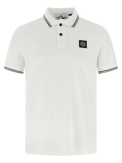 STONE ISLAND LOGO PATCH POLO WHITE