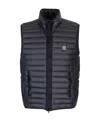 Stone Island Logo Patch Puffer Vest In Blue