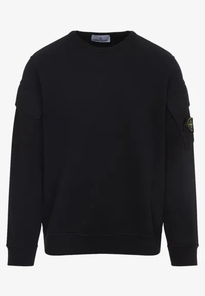 Stone Island Logo Patch Pullover Sweatshirt In Green
