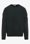 Stone Island Logo Patch Pullover Sweatshirt In Green