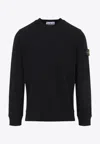 Stone Island Organic Cotton Crew Neck Long Sleeve Top In Black