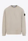 Stone Island Beige Cotton Sweatshirt With Signature Patch And Ribbed Edges In Brown