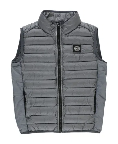 Stone Island Logo-patch Quilted Gilet In Gray