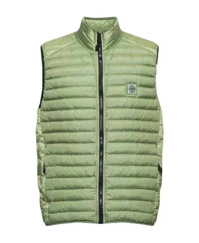 Stone Island Logo-patch Quilted Gilet In Green