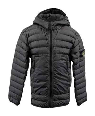 Stone Island Logo-patch Quilted Jacket In Gray