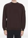 Stone Island Comfort-fit Crewneck Sweatshirt With Ribbed Trims In Brown