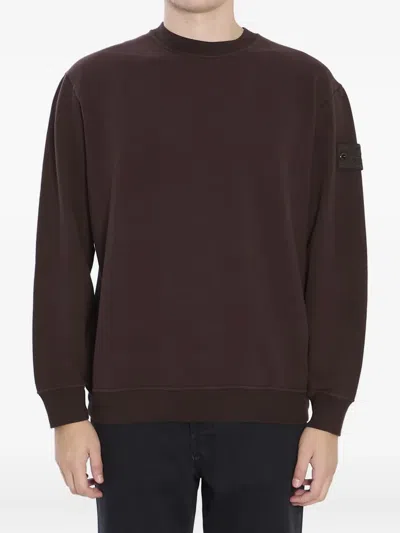 STONE ISLAND LOGO-PATCH RIBBED SWEATSHIRT