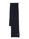 Stone Island Wool-knit Compass-patch Scarf In Blue