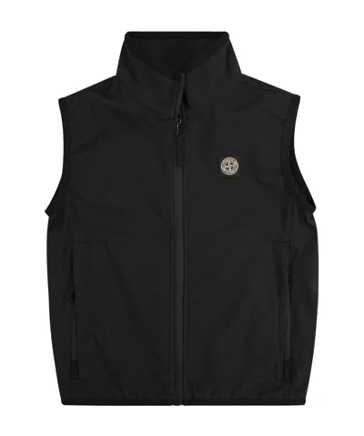 Stone Island Logo-patch Shell Gilet In Black