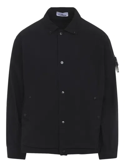 STONE ISLAND LOGO-PATCH SHIRT JACKET