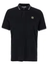 Stone Island Logo Embroidered Polo Shirt In Black