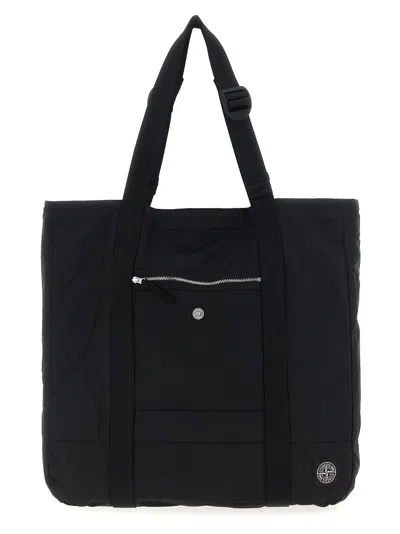 STONE ISLAND LOGO PATCH SHOPPING BAG