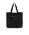 Stone Island Logo Patch Shopping Bag Tote Bag Black In Black