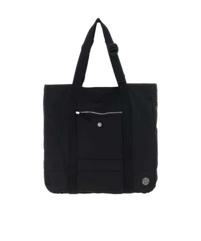 STONE ISLAND STONE ISLAND LOGO PATCH SHOPPING BAG