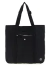 Stone Island Logo Patch Shopping Bag Tote Bag Black In Black