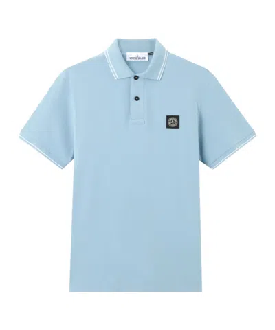 Stone Island Slim-fit Short-sleeve Polo With Compass Patch In Blue