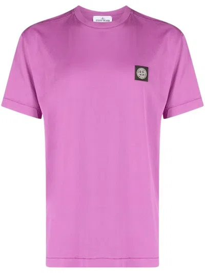 Stone Island Logo-patch Short-sleeve T-shirt In Purple