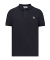 Stone Island Logo Patch Short-sleeved Polo Shirt In Black