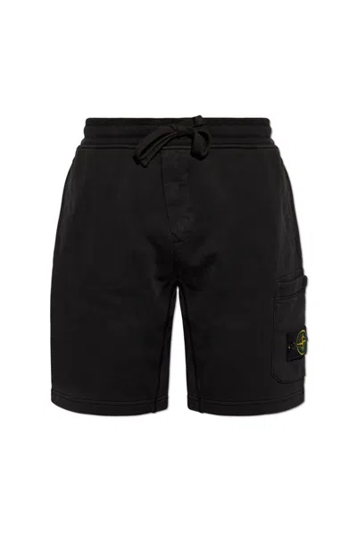 Stone Island Logo Patch Shorts In Black