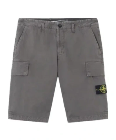Stone Island Logo-patch Shorts In Gray