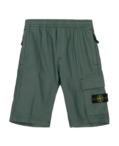 Stone Island Logo-patch Shorts In Green
