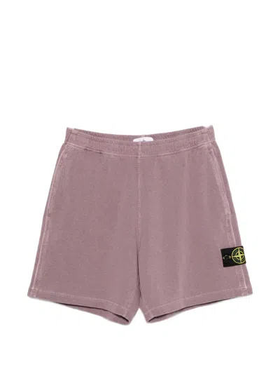 Stone Island Logo-patch Shorts In Pink