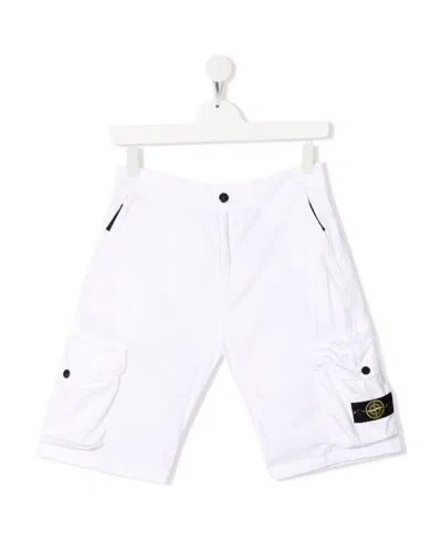 Stone Island Logo-patch Shorts In White