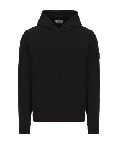 Stone Island Logo-patch Sleeve Hoodie In Black