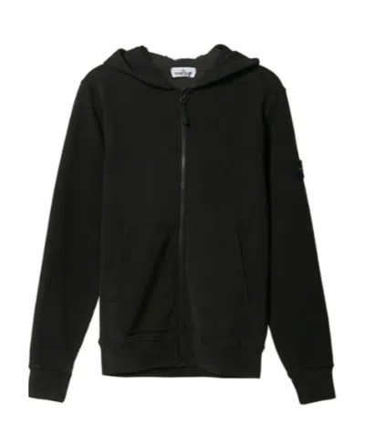 Stone Island Logo-patch Sleeve Hoodie In Black