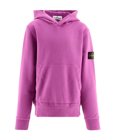 Stone Island Logo-patch Sleeve Hoodie In Pink