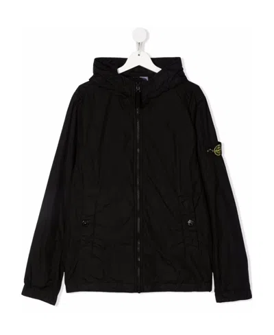 Stone Island Logo-patch Sleeve Jacket In Black