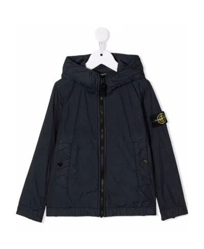 Stone Island Logo-patch Sleeve Jacket In Blue