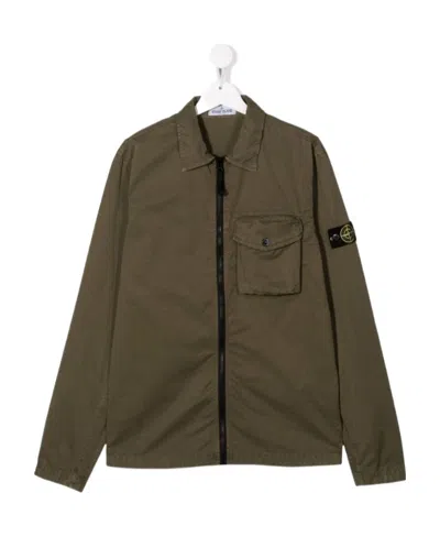 Stone Island Logo-patch Sleeve Jacket In Brown