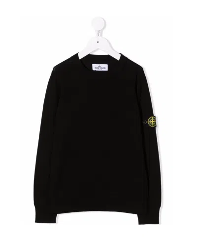 Stone Island Logo-patch Sleeve Jumper In Black