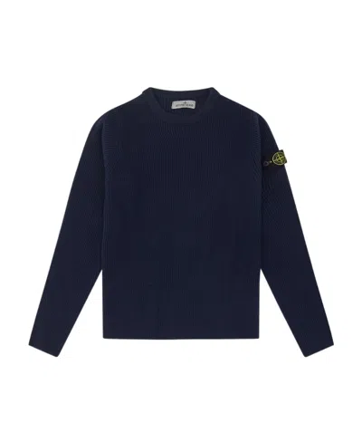 Stone Island Logo-patch Sleeve Jumper In Blue